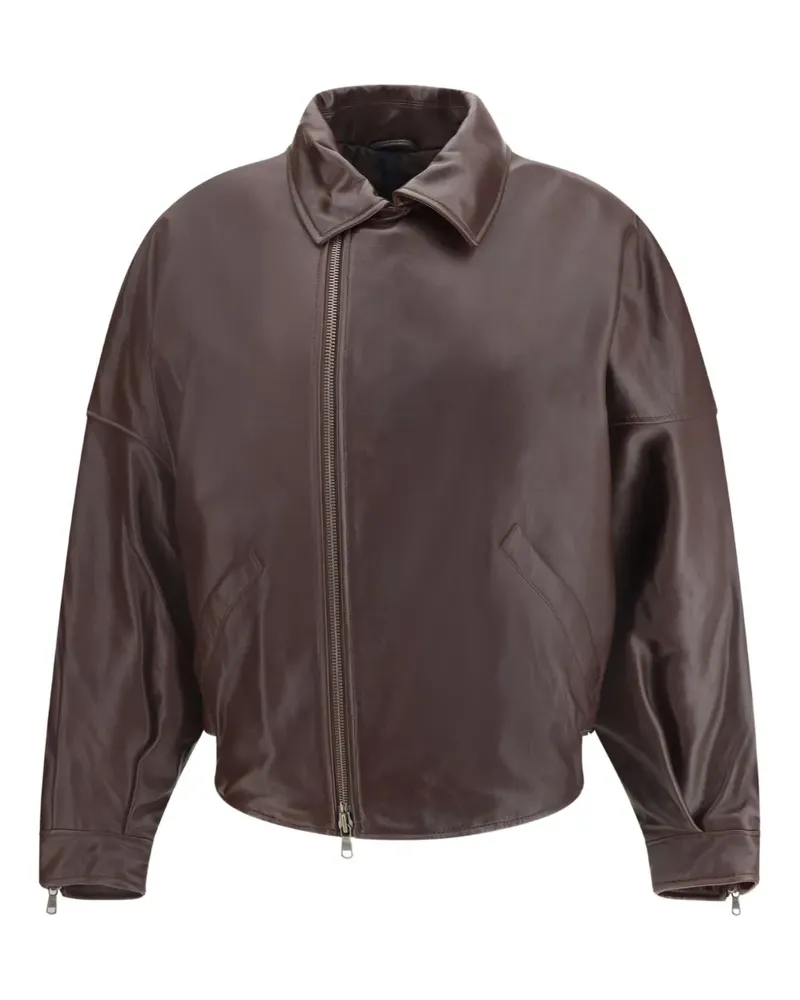 Petar Petrov off-centre leather jacket - Braun Braun