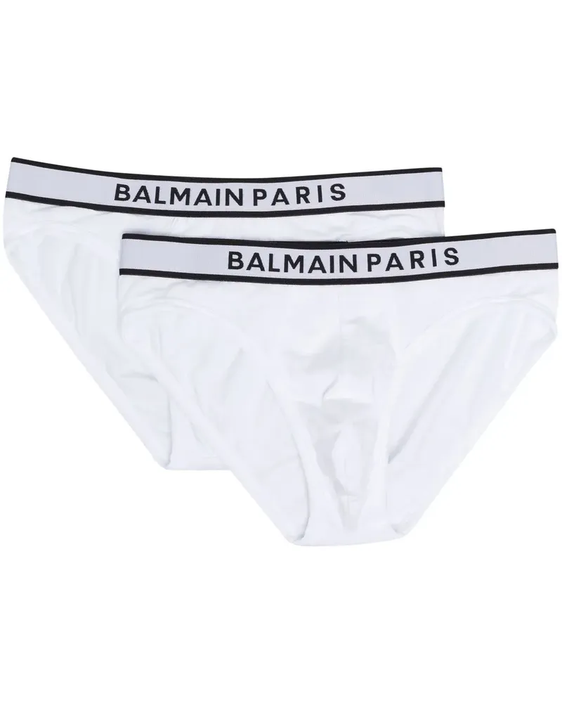 Balmain Set aus zwei Slips mit Logo-Bund - Weiß Weiß