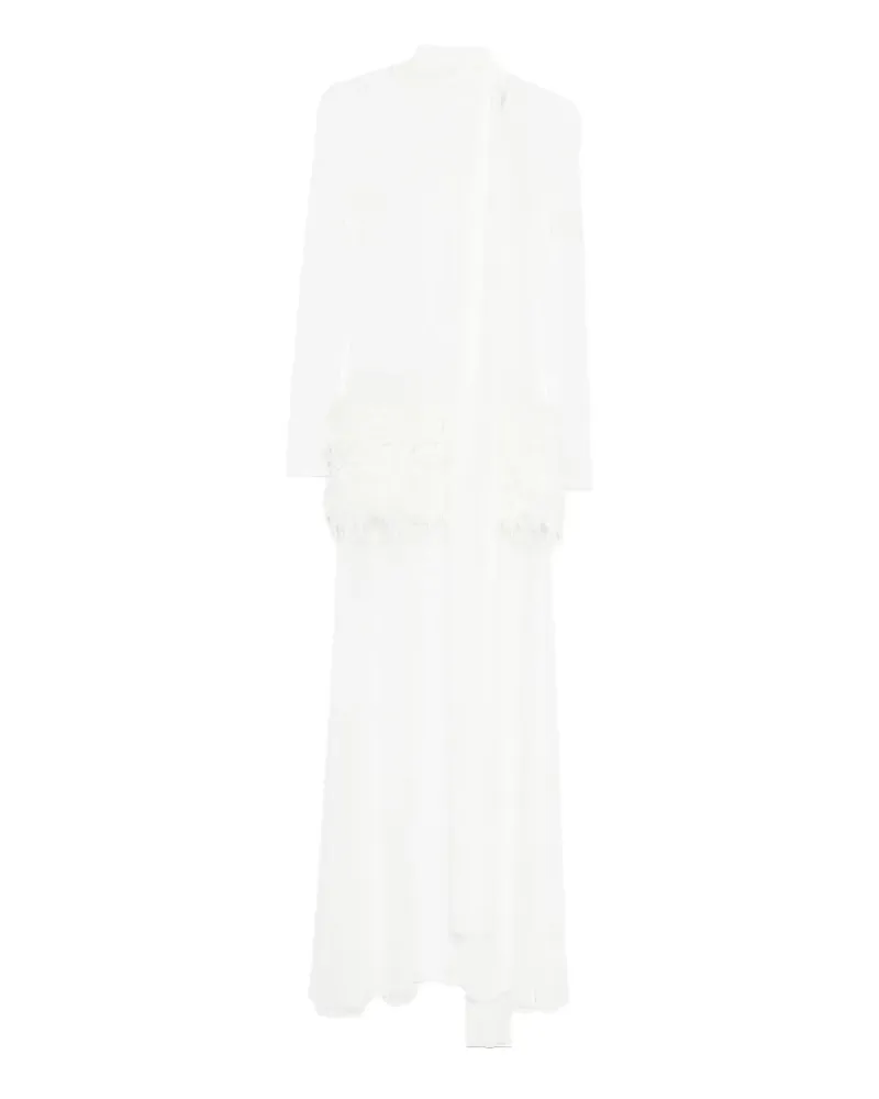 ATU Body Couture feather high-neck maxi dress - Weiß Weiß