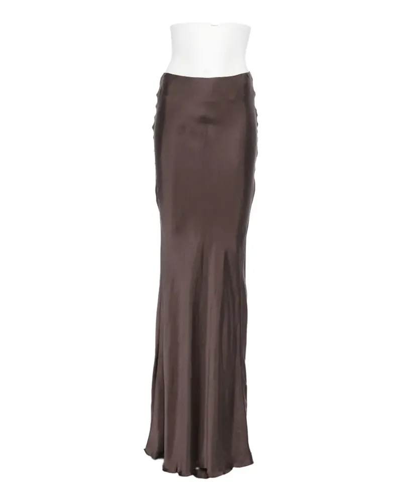 ANDAMANE Nemesia ruched-detail satin-finish maxi skirt - Braun Braun