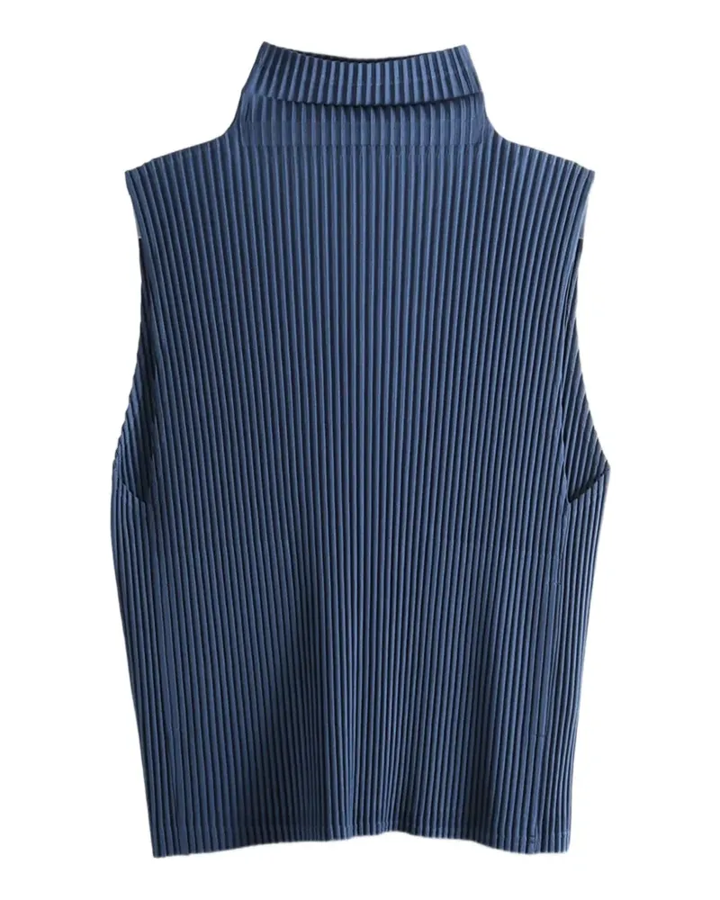 Issey Miyake pleated roll-neck top - Blau Blau