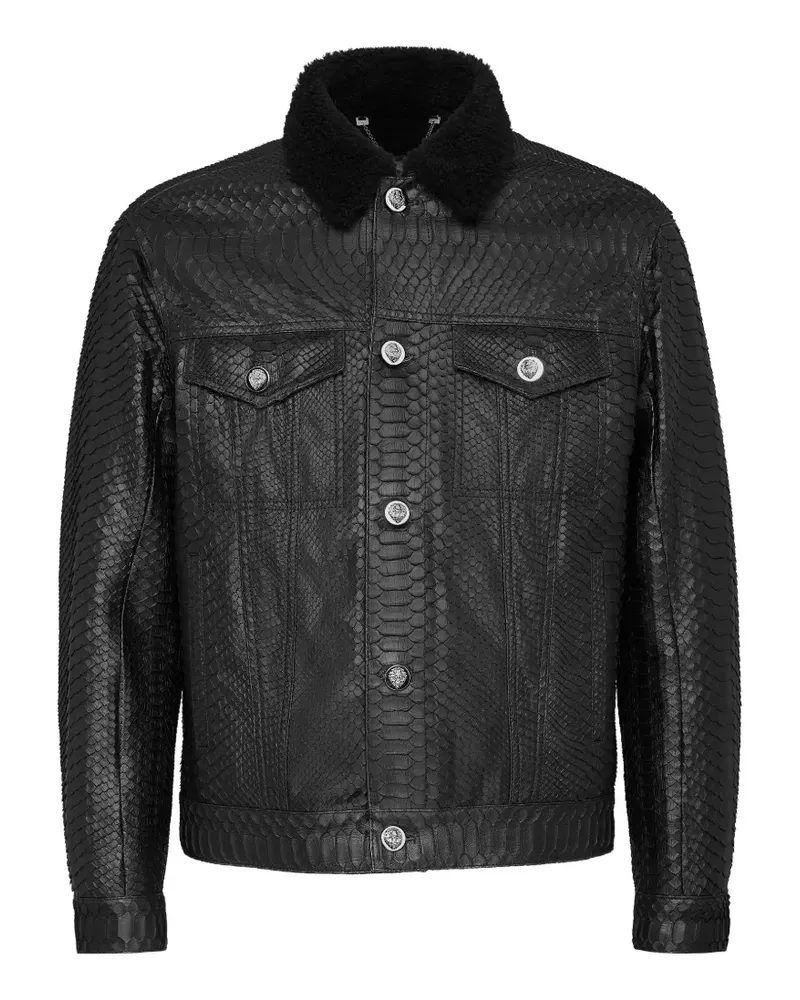 Billionaire Workwear-Jacke aus Pythonleder - Schwarz Schwarz