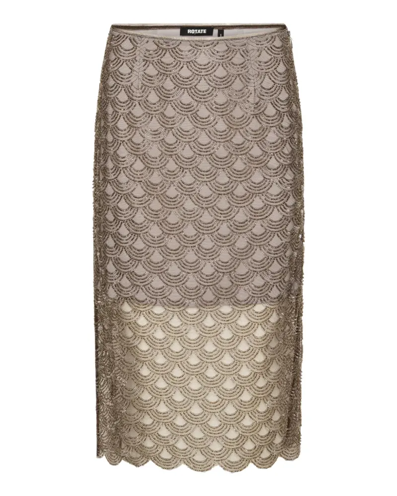 ROTATE Birger Christensen Midirock mit Pailletten - Grau Grau