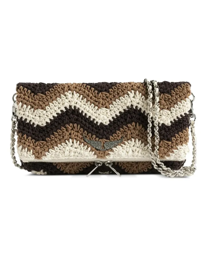 Zadig & Voltaire Rock chevron-pattern macramé clutch bag - Weiß Weiß