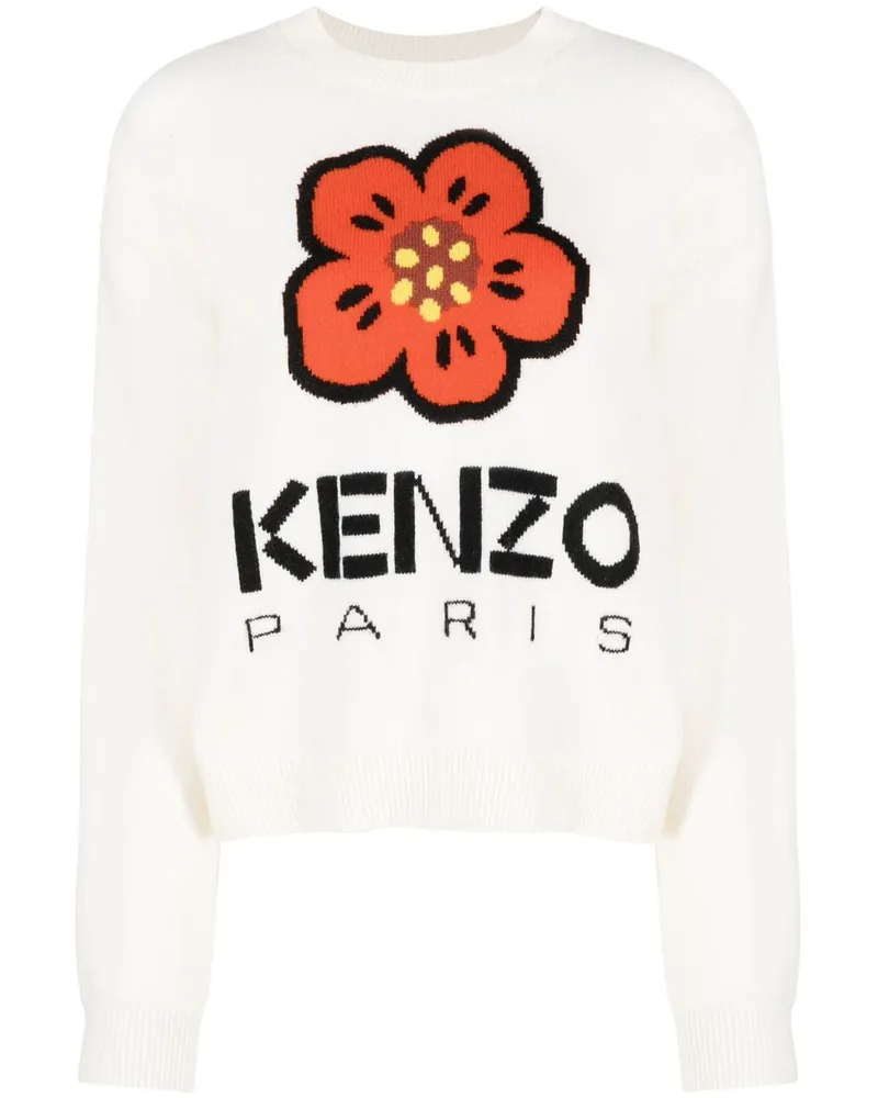 Kenzo Boke Flower Intarsien-Pullover - Weiß Weiß