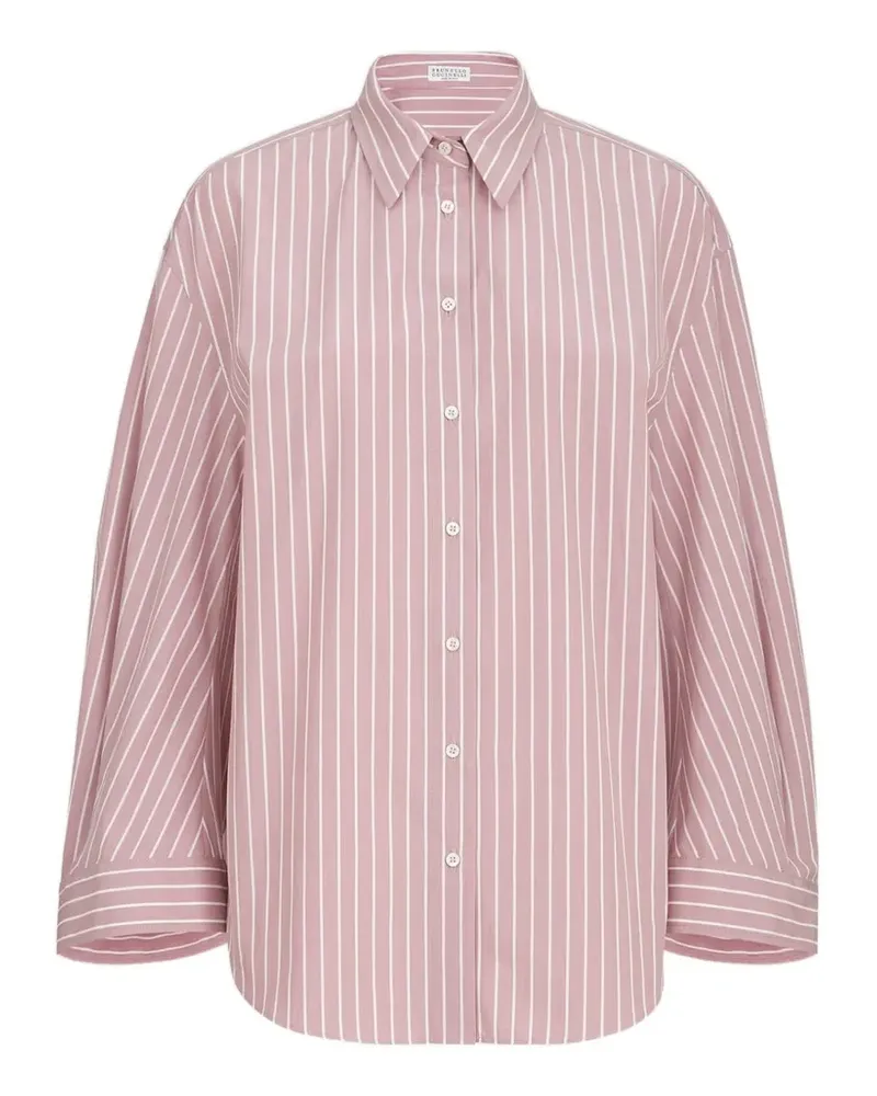 Brunello Cucinelli Gestreiftes Hemd aus Popeline - Rosa Rosa