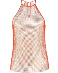 Patrizia Pepe Mesh-Top mit Strass Orange