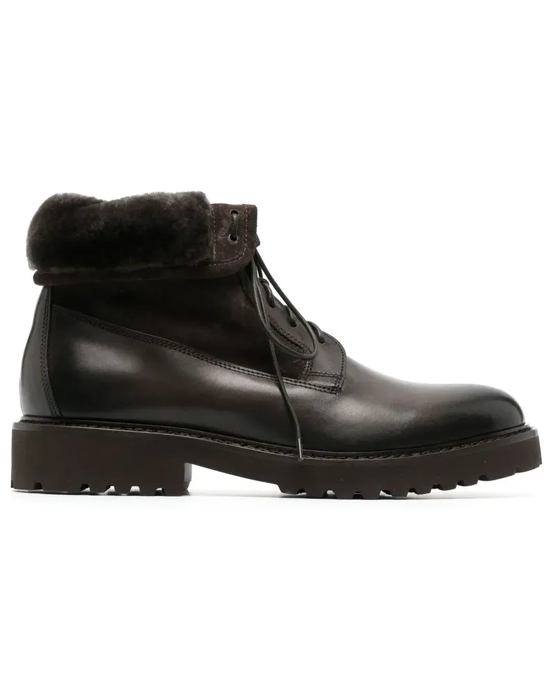 Doucal´s Schnürstiefel mit Pelzbesatz - Braun Braun