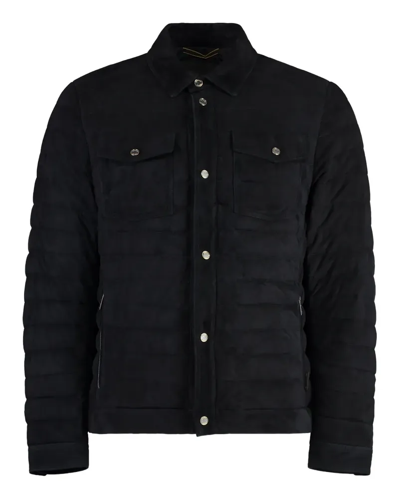 MOORER Wattierte Jacke mit Vordertasche - Blau Blau