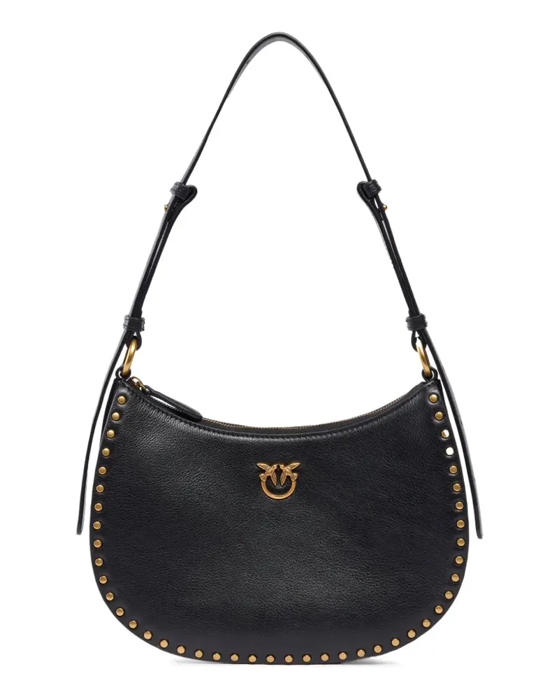 Pinko Mini Half Moon Schultertasche aus New Bik - Schwarz Schwarz