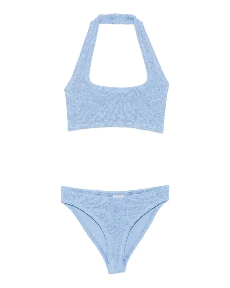 Hunza G Neckholder-Bikini mit Knitteroptik - Blau Blau