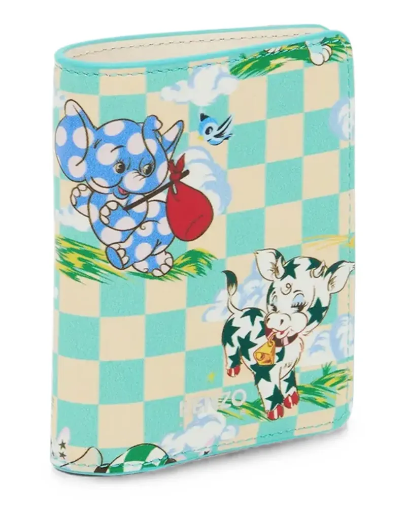 Kenzo Cartoon Portemonnaie mit Animal-Print - Grün Grün