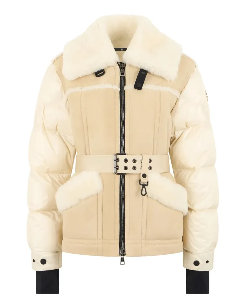 Moncler shearling belted jacket - Nude Nude