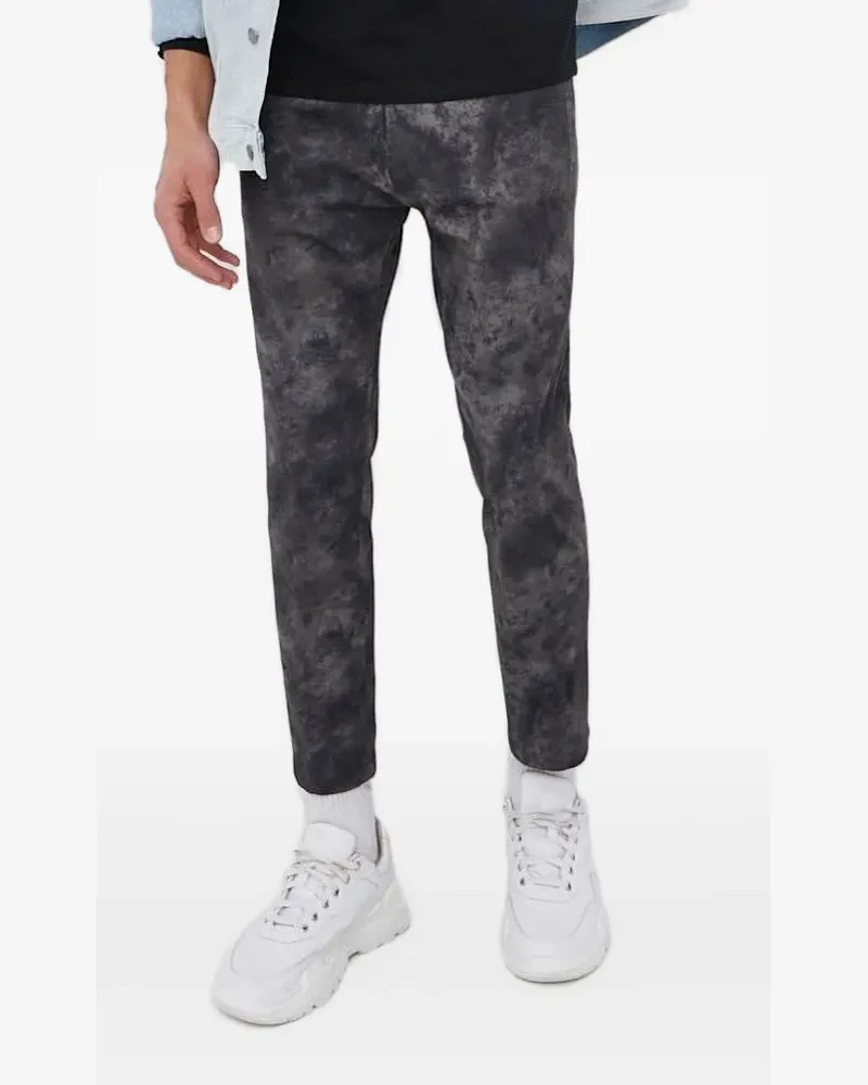 Drykorn Gerade Hose mit Batikmuster - Schwarz Schwarz
