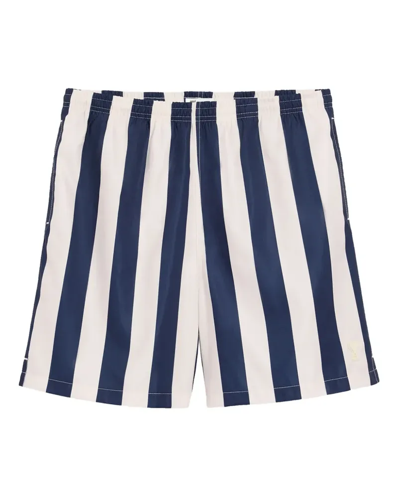 AMI Paris Gestreifte Badeshorts - Blau Blau