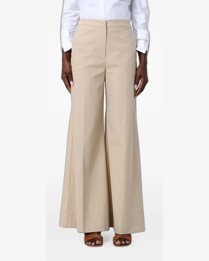 Hanita pressed-crease wide-leg trousers - Nude Nude
