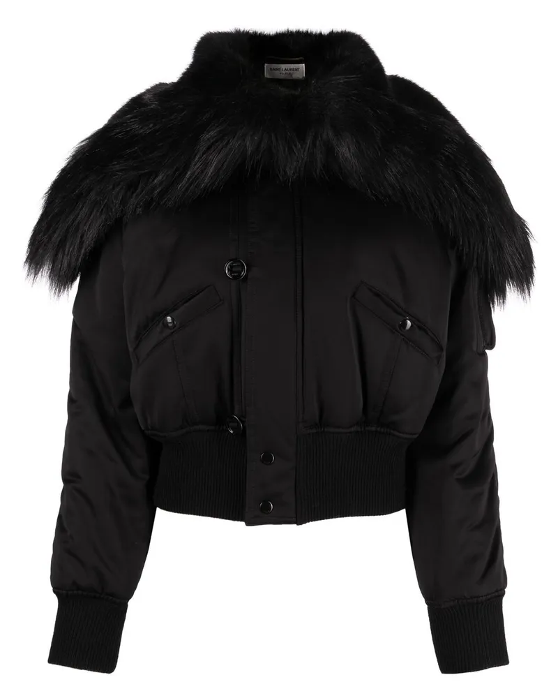 Saint Laurent Bomberjacke mit Faux Fur - Schwarz Schwarz