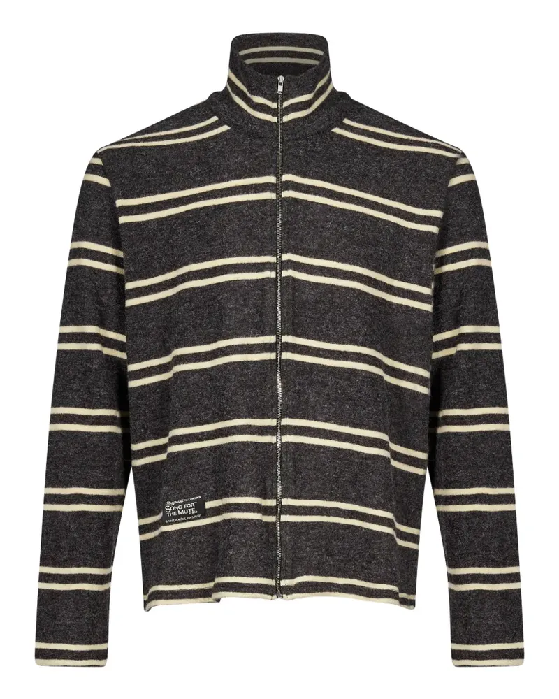 Song For The Mute Gestreifter Cardigan mit Reißverschluss - Grau Grau