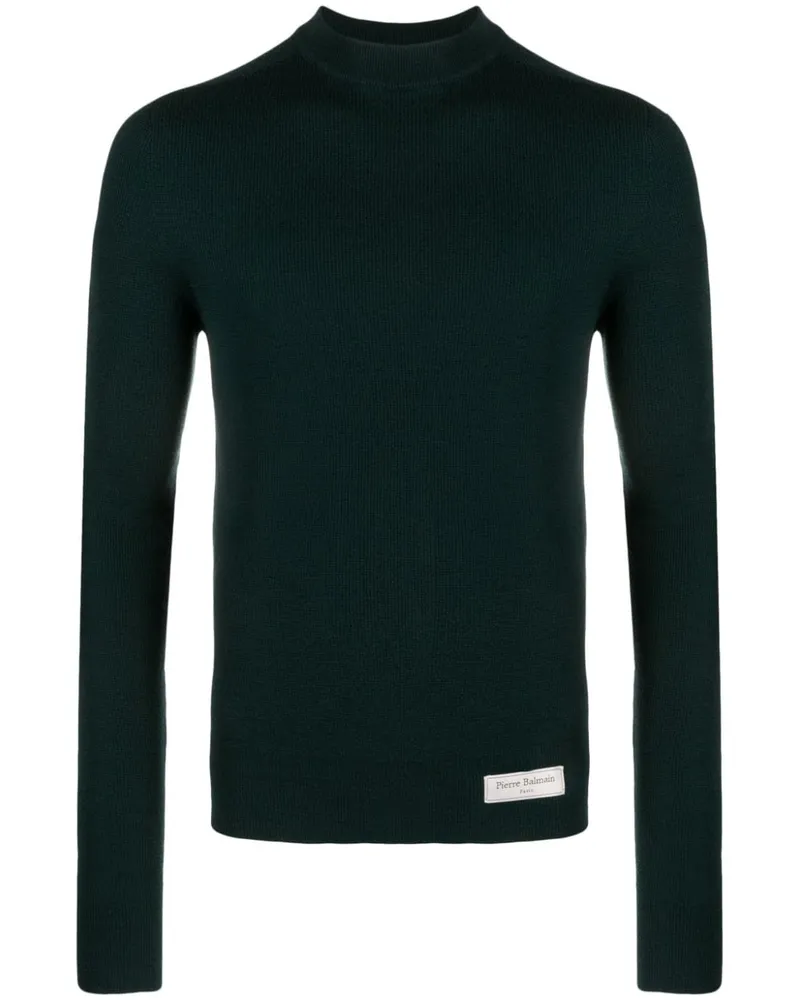 Balmain Merinopullover mit Stehkragen - Grün Grün