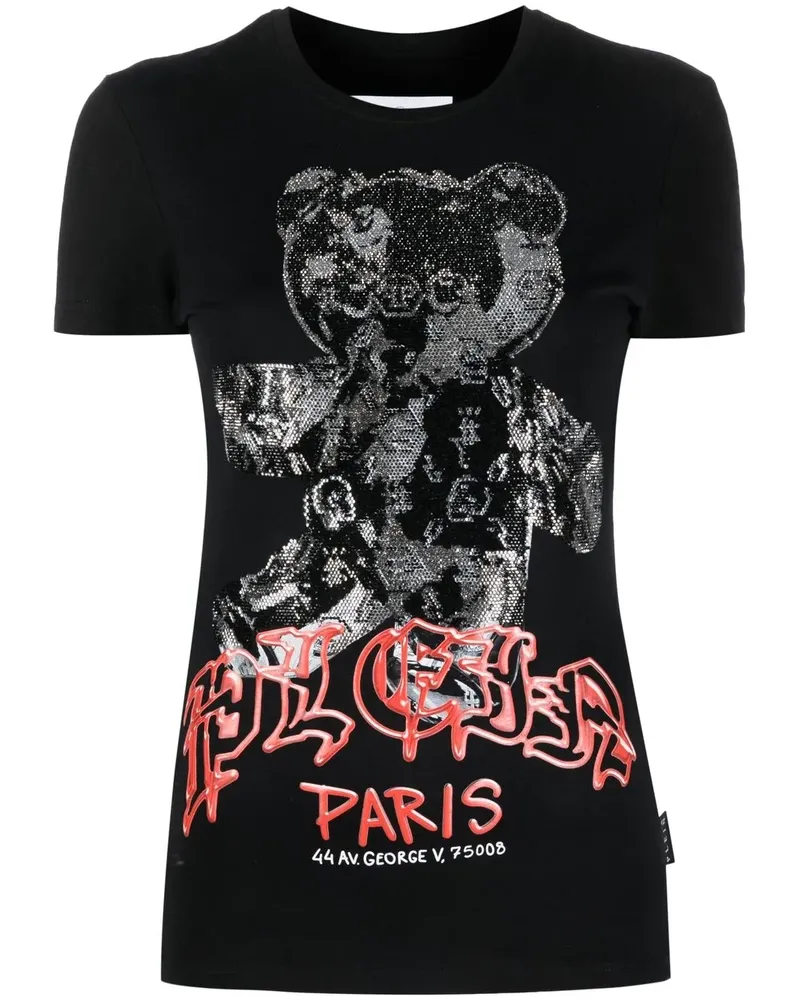 Philipp Plein T-Shirt mit Kristallen - Schwarz Schwarz