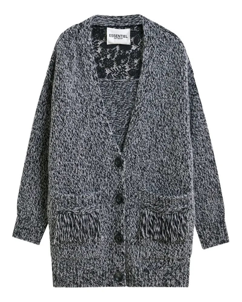 Essentiel Cardigan mit Spitzeneinsatz - Schwarz Schwarz