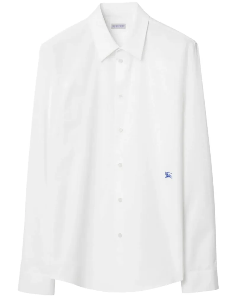 Burberry Popeline-Hemd mit Logo-Stickerei - Weiß Weiß