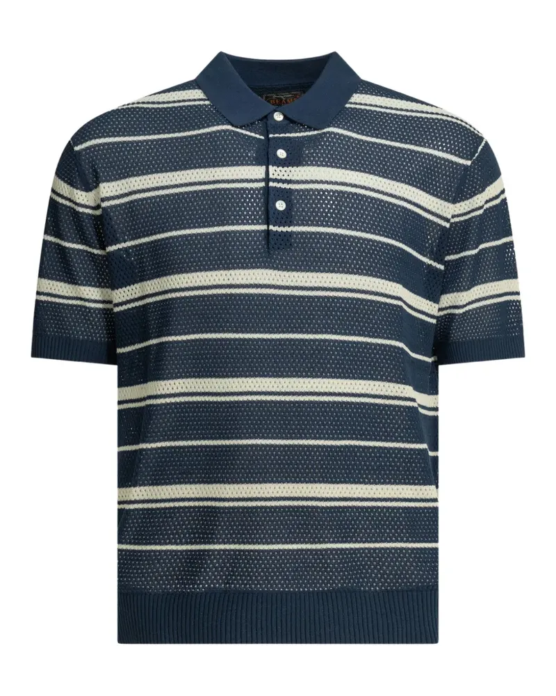 Beams Plus striped open-knit polo shirt - Schwarz Schwarz