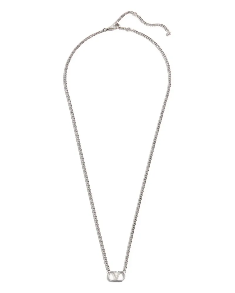 Valentino Garavani Halskette mit Logo-Schild - Silber Silber