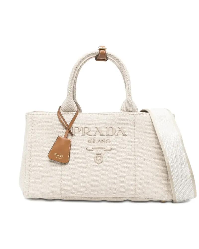 Prada embossed-logo shoulder bag - Nude Nude