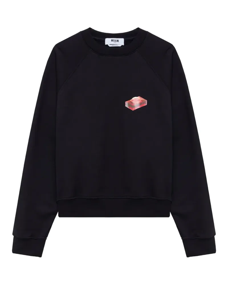 MSGM Pullover mit grafischem Print - Schwarz Schwarz