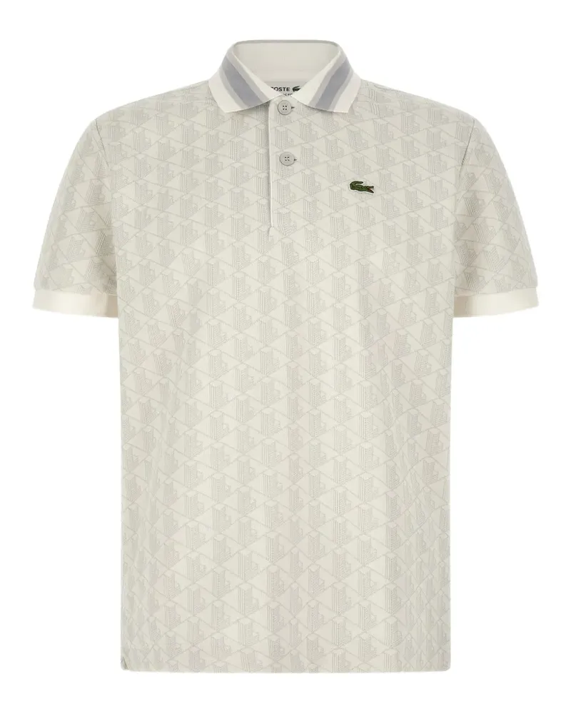 Lacoste classic monogram-jacquard polo shirt - Grau Grau