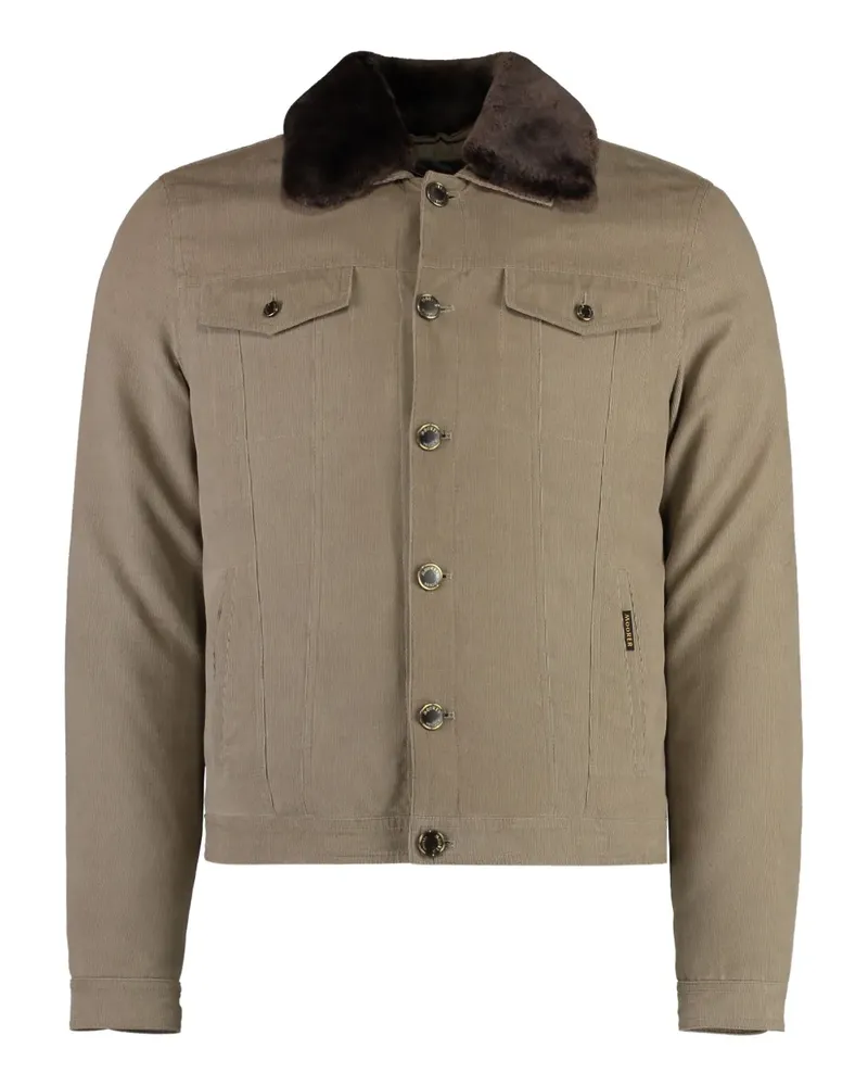 MOORER Wattierte Jacke mit Cordkragen - Braun Braun