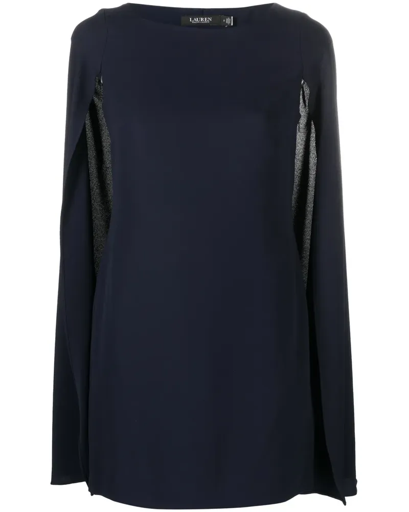 Ralph Lauren Kurzes Kleid mit Cape-Overlay - Blau Blau