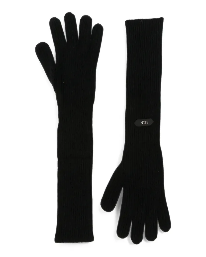 N° 21 Handschuhe aus geripptem Strick - Schwarz Schwarz