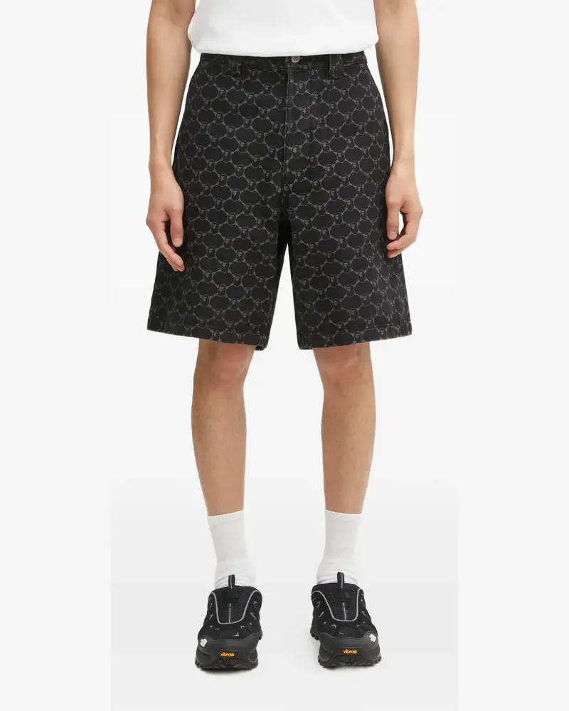 BAPE College Monogram Jeans-Shorts - Schwarz Schwarz
