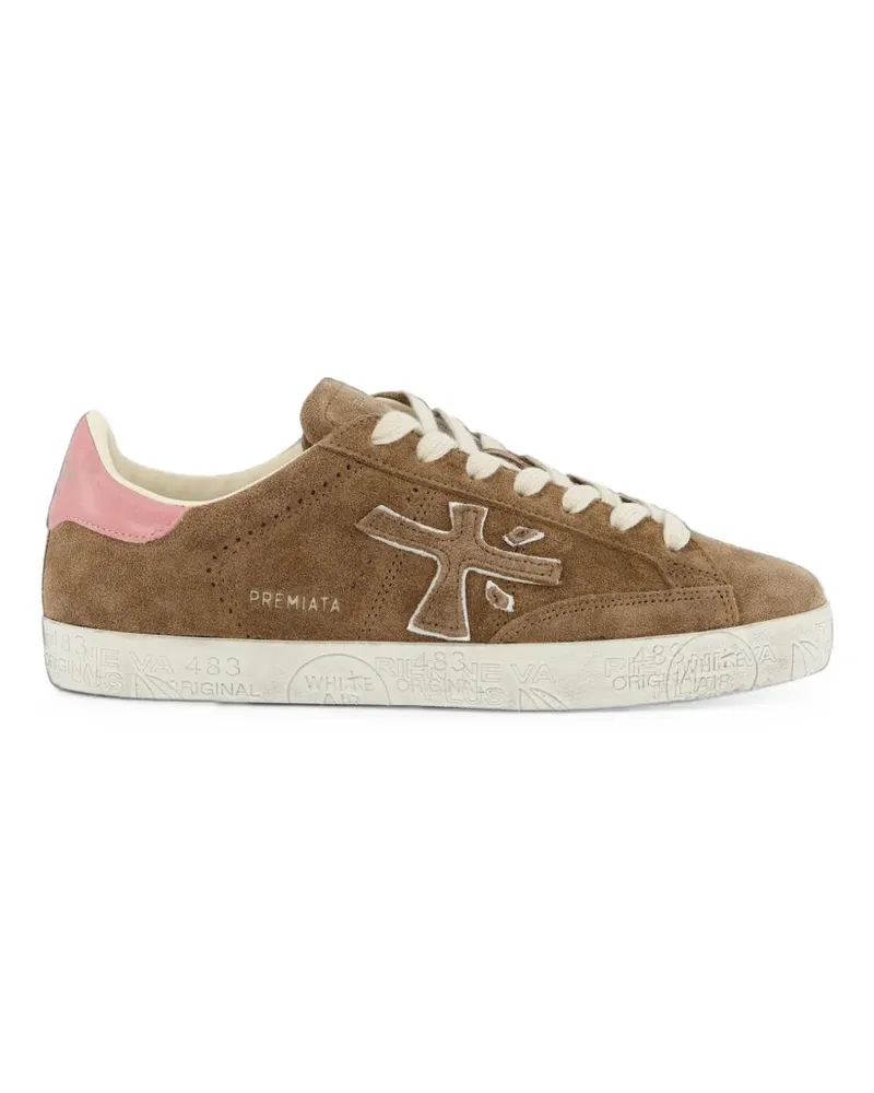 Premiata Stevend logo-patch low-top sneakers - Braun Braun