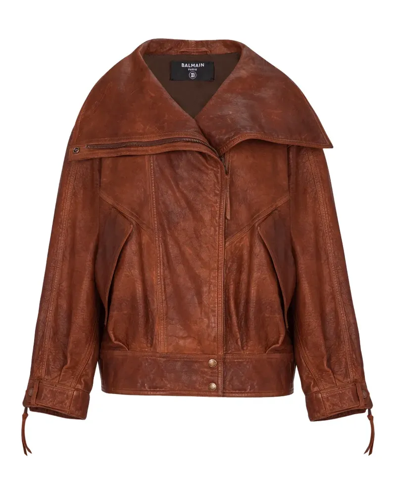 Balmain Bomberjacke aus Lammleder - Braun Braun
