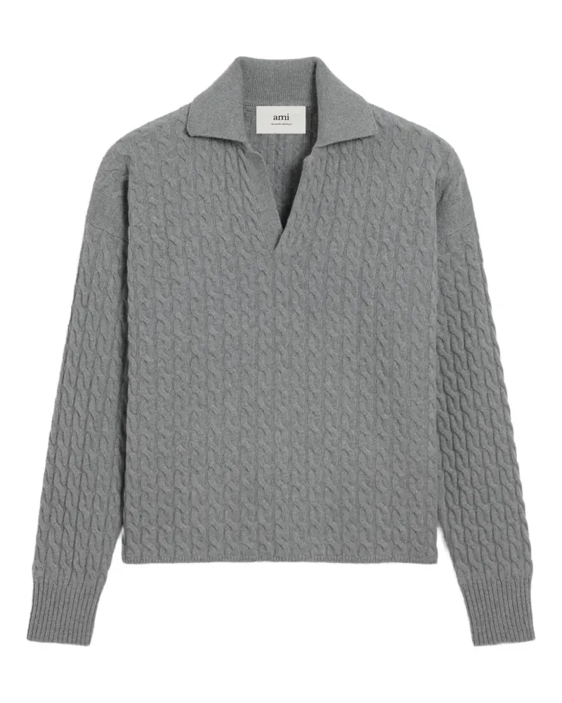 AMI Paris Pullover mit Zopfmuster - Grau Grau