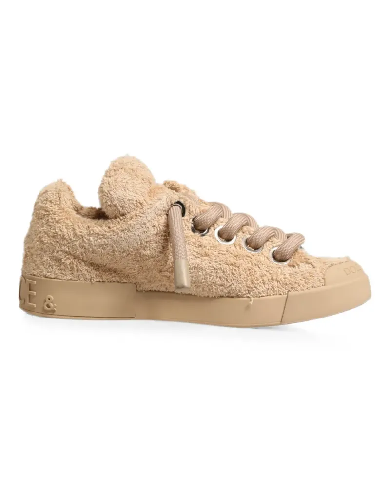 Dolce & Gabbana Sneakers mit Faux Shearling - Nude Nude