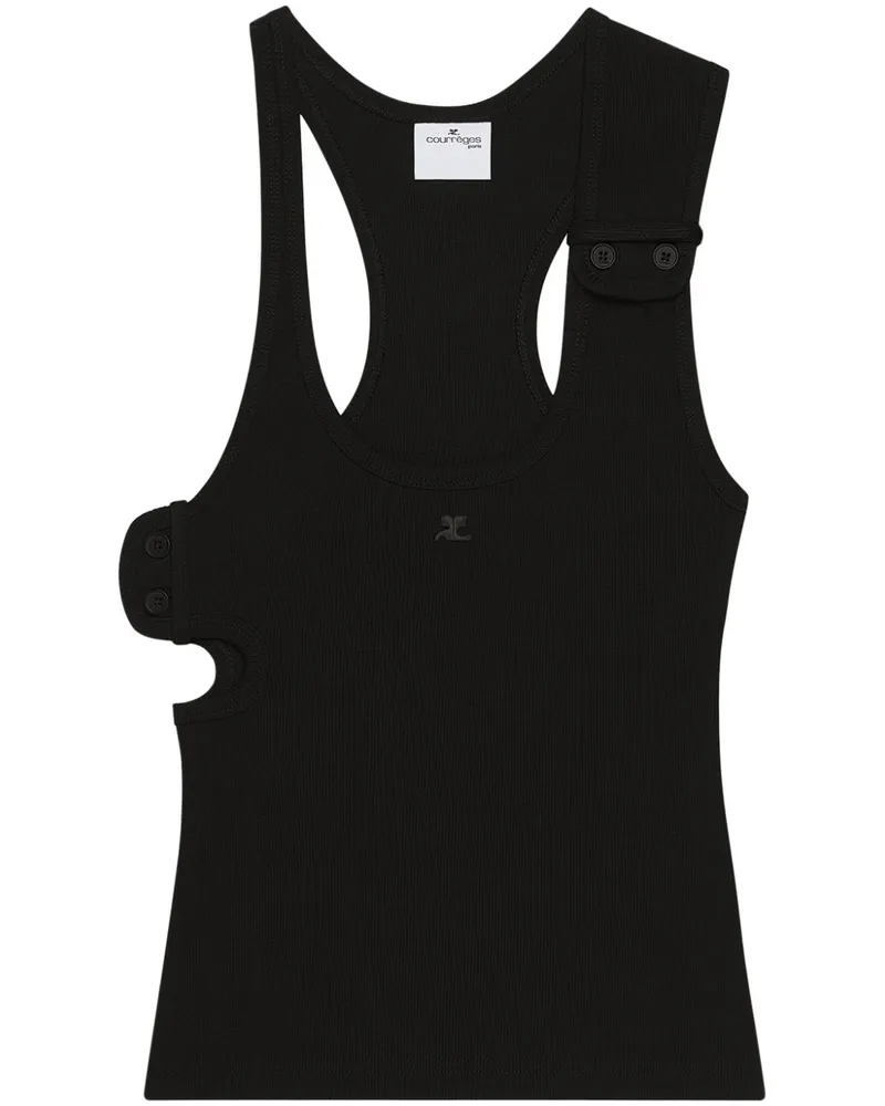 Courrèges Geripptes Tanktop - Schwarz Schwarz