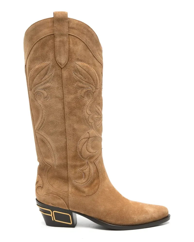 Etro Stiefel aus Wildleder mit Stickerei - Nude Nude