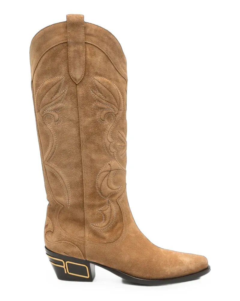 Etro embroidered suede boots - Nude Nude