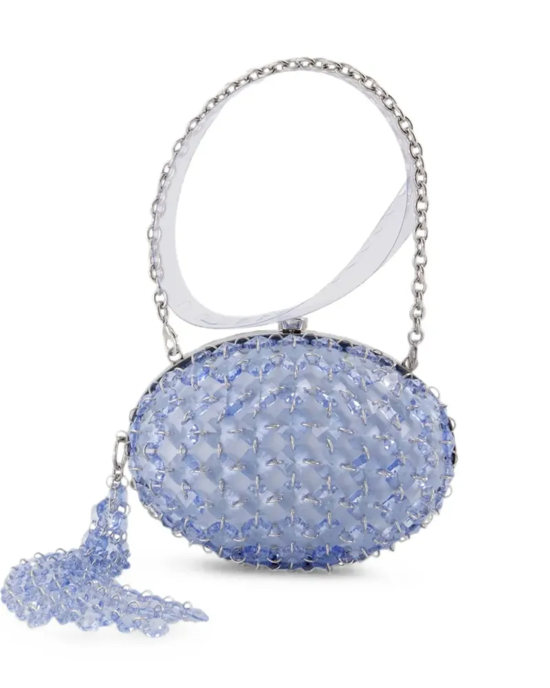 Self-Portrait crystal-embellished oval clutch bag - Blau Blau