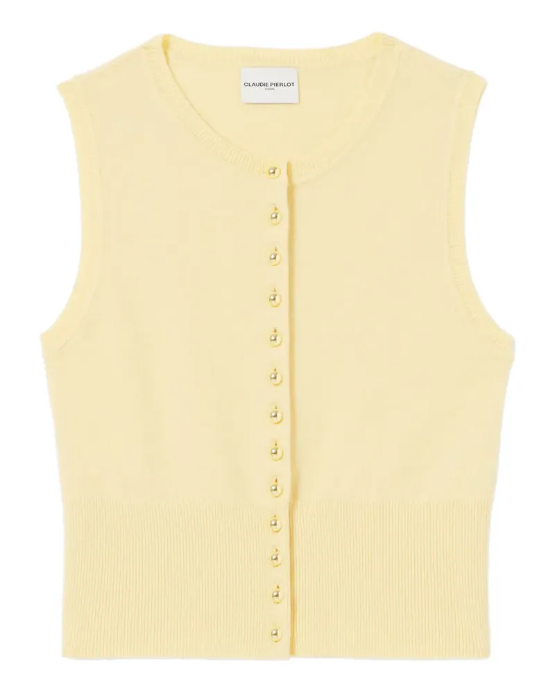Claudie Pierlot Strickoberteil mit Knopfleiste - Gelb Gelb