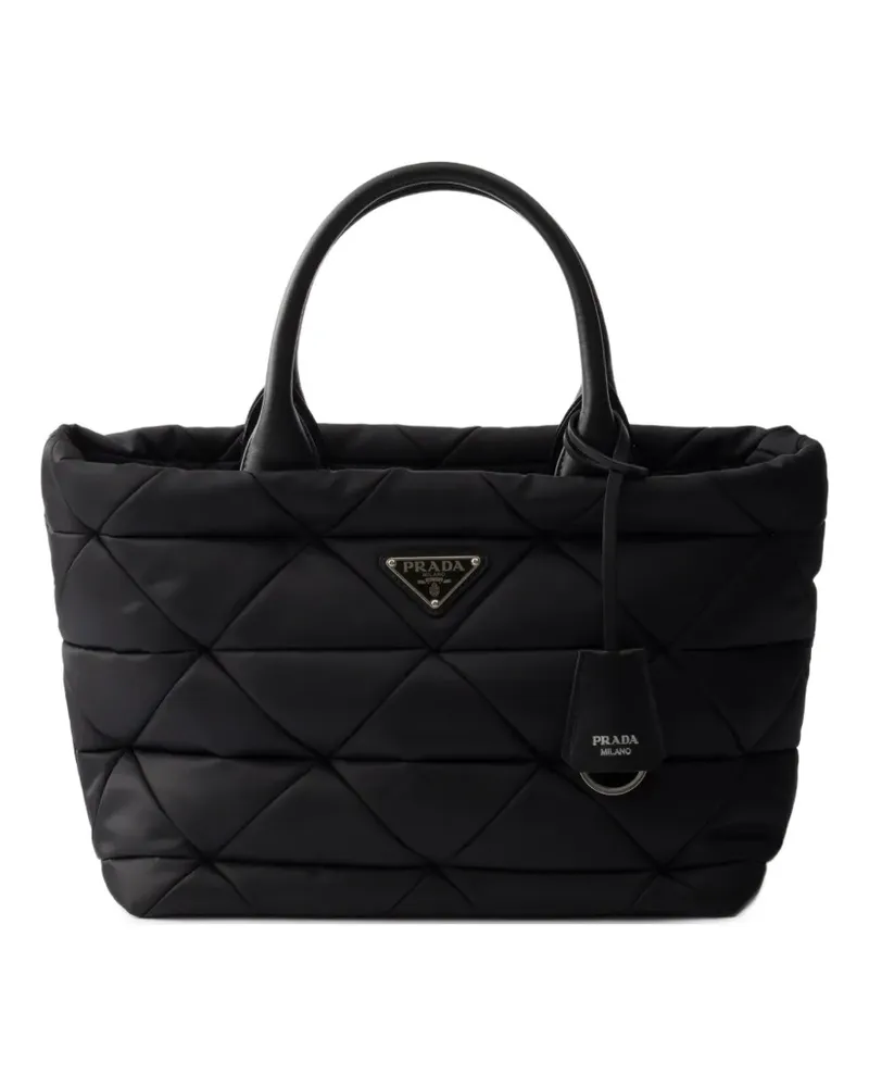 Prada Mittelgroße gepolsterte Re-Nylon Tote Bag - Schwarz Schwarz