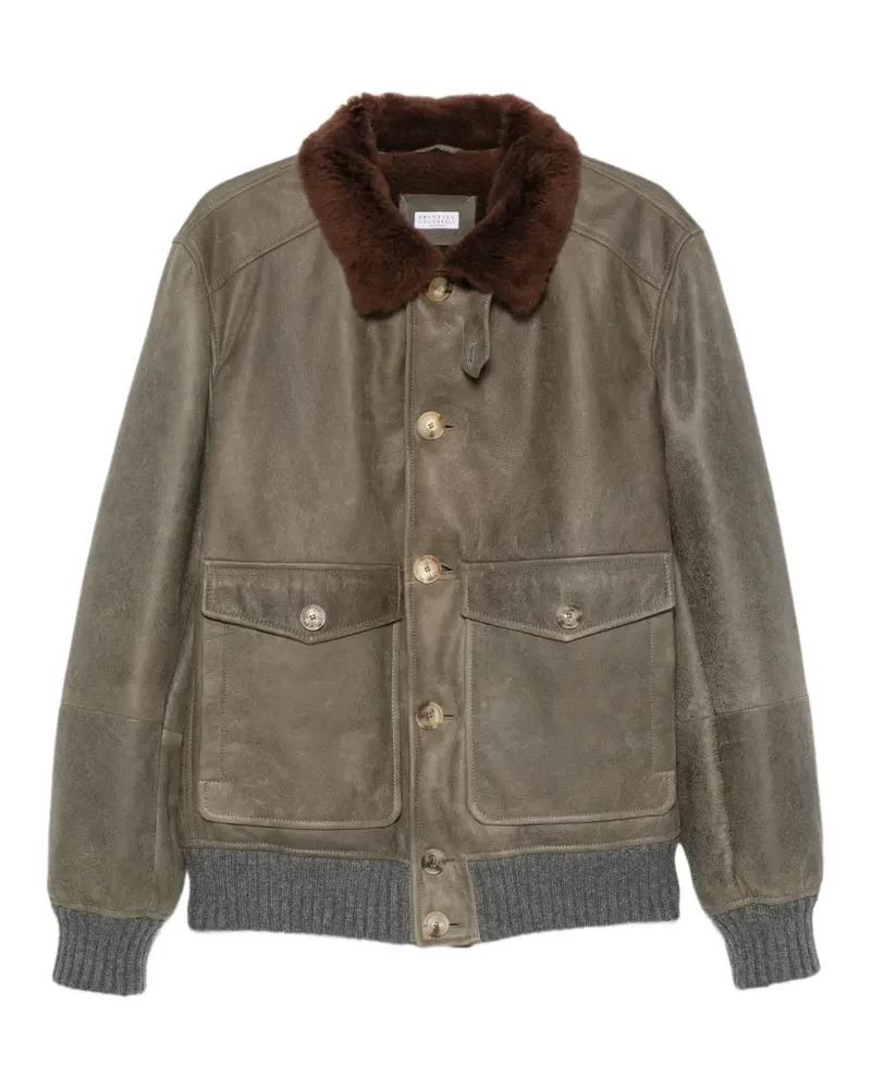 Brunello Cucinelli Jacke mit Shearling-Besatz - Grün Grün