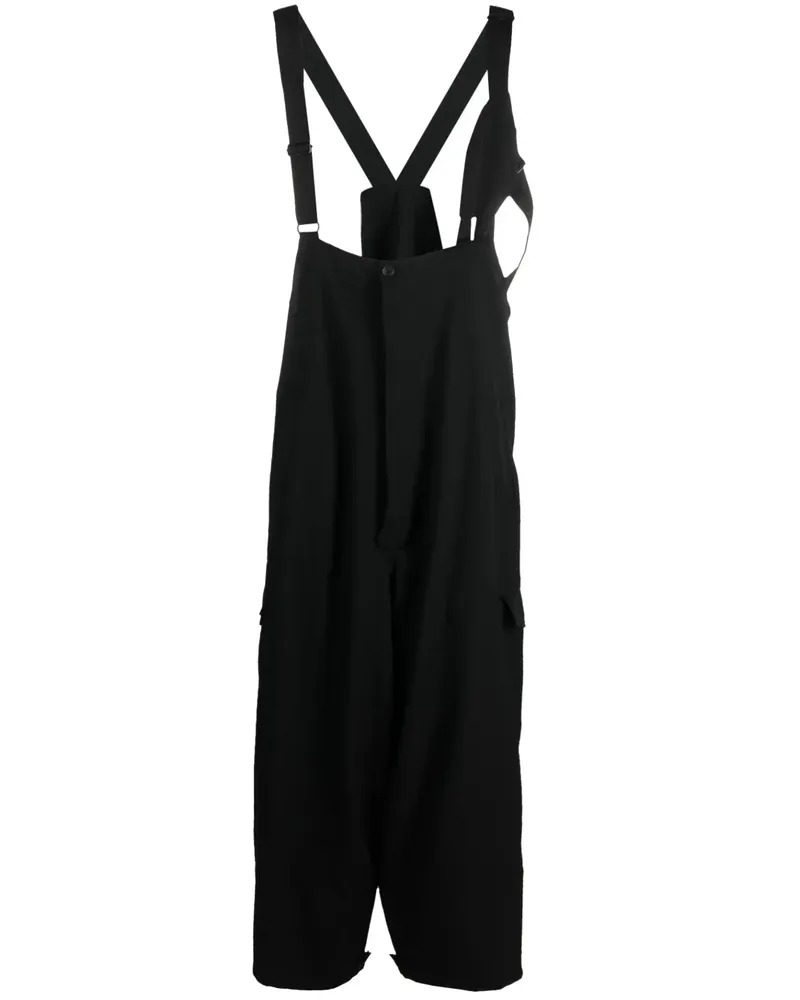 Yohji Yamamoto Baggy-Hose mit Hosenträgern - Schwarz Schwarz