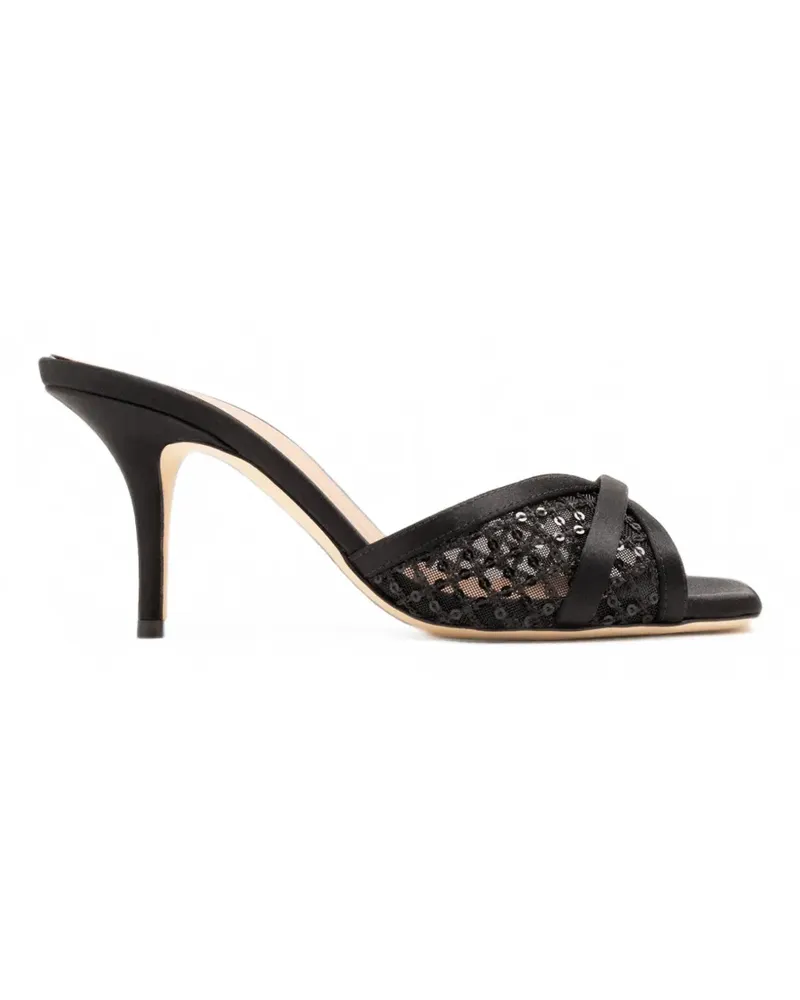Malone Souliers Perla sequin-embellished mesh heeled mules - Schwarz Schwarz