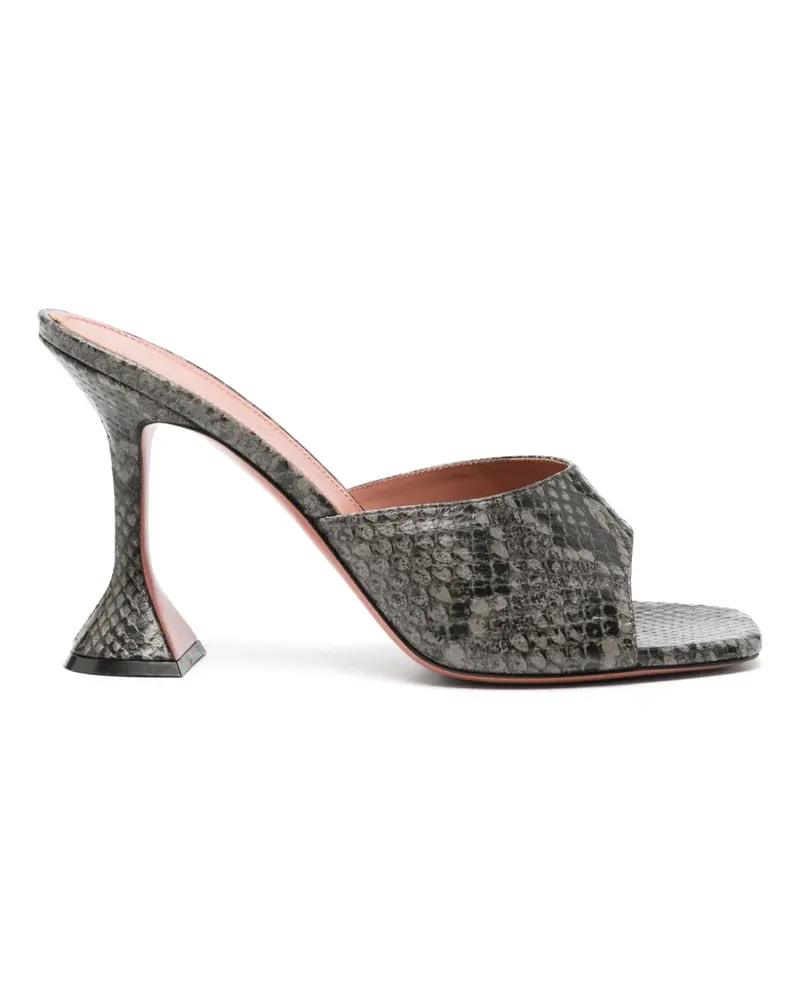 Amina Muaddi Lupita Mules mit Schlangeneffekt - Grau Grau