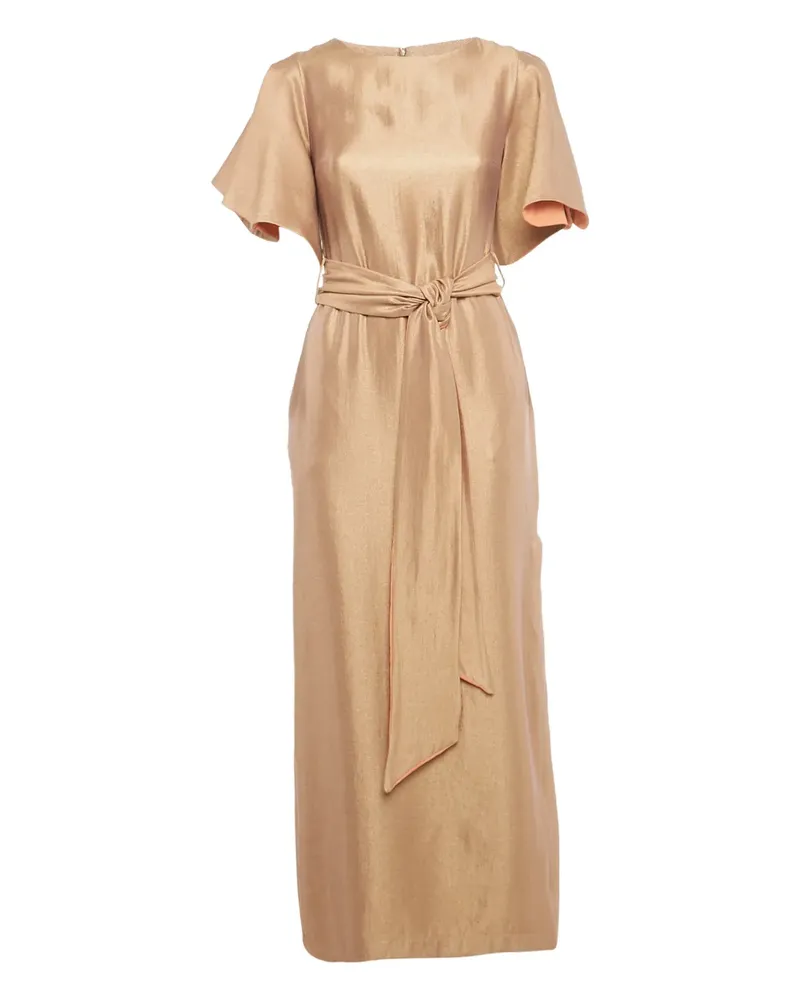 Baruni maxi metallic belted dress - Gold Gold